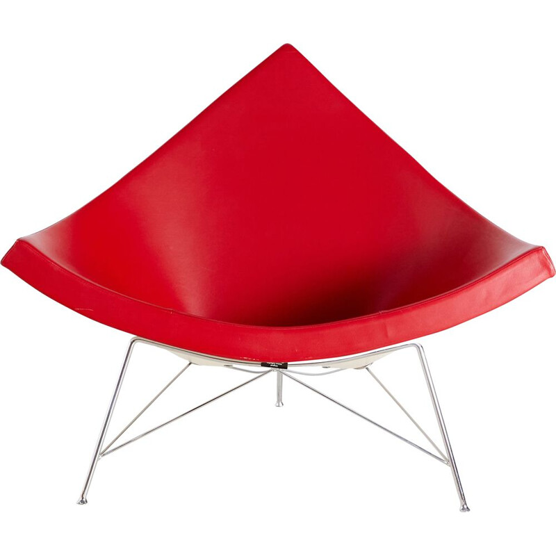 Cadeira de braços vermelha de cocointage de George Nelson para Vitra 1955