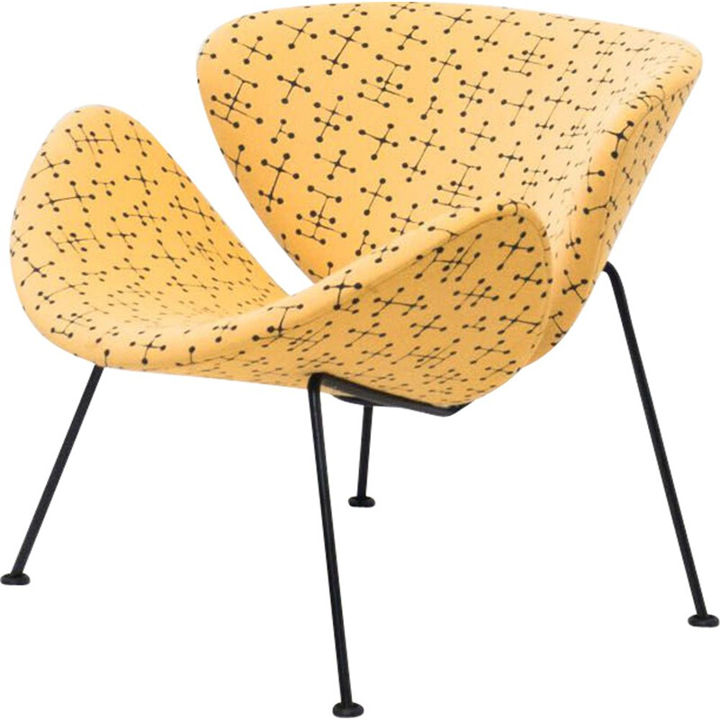 Vintage Artifort "Small Dot Pattern" Orange Slice lounge chair by Pierre Paulin & Charles and Ray Eames, Netherlands