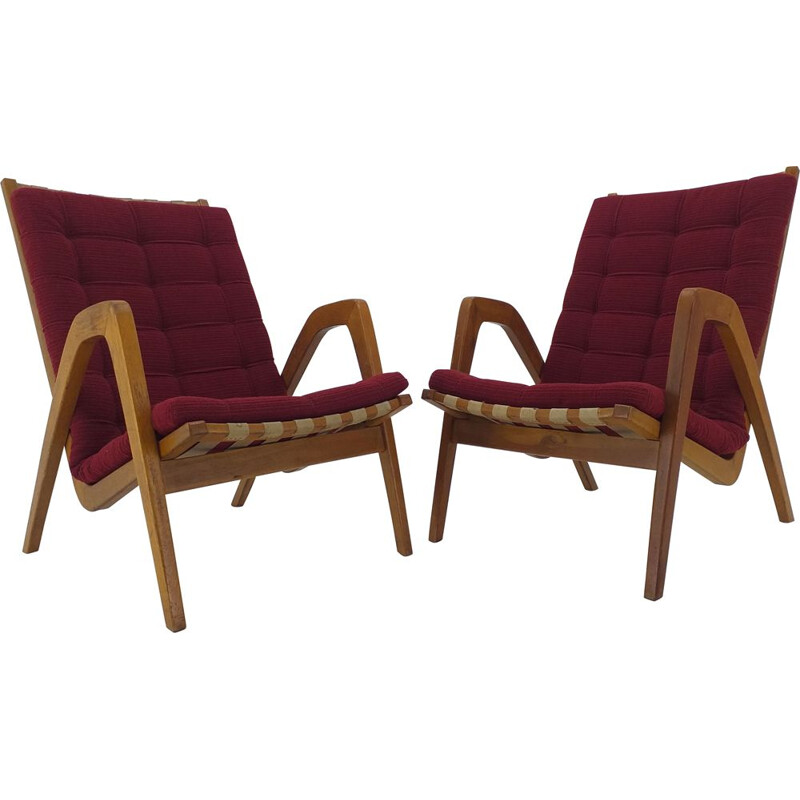 Pair of vintage Art Deco Armchairs by Jan Vanek 1930s