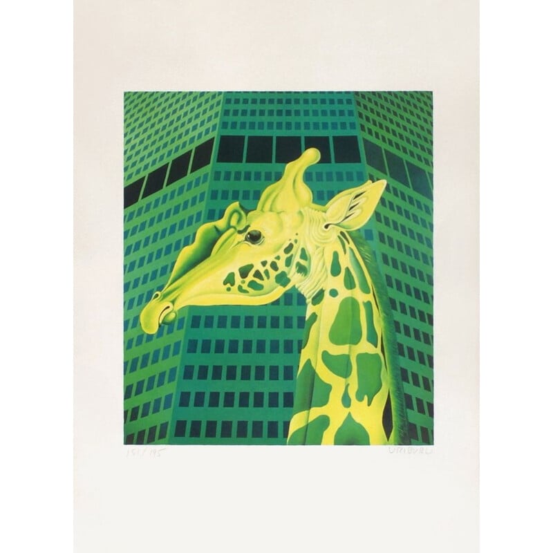 Vintage lithograph La Jirafa by Nicolas Uriburu, 1975