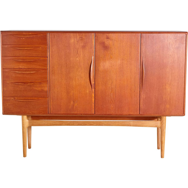 Vintage teak highboard by Henry Rosengren Hansen for Brande Mobelindustri, Danish 1960