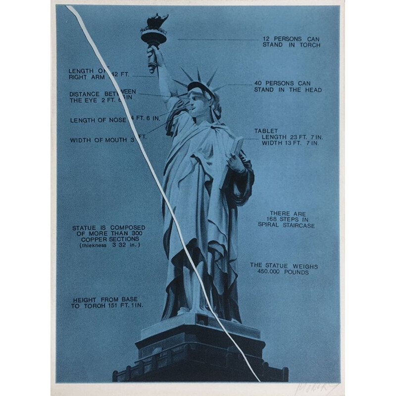 Vintage silkscreen print "Statue of Liberty" by Jacques Monory, 1976