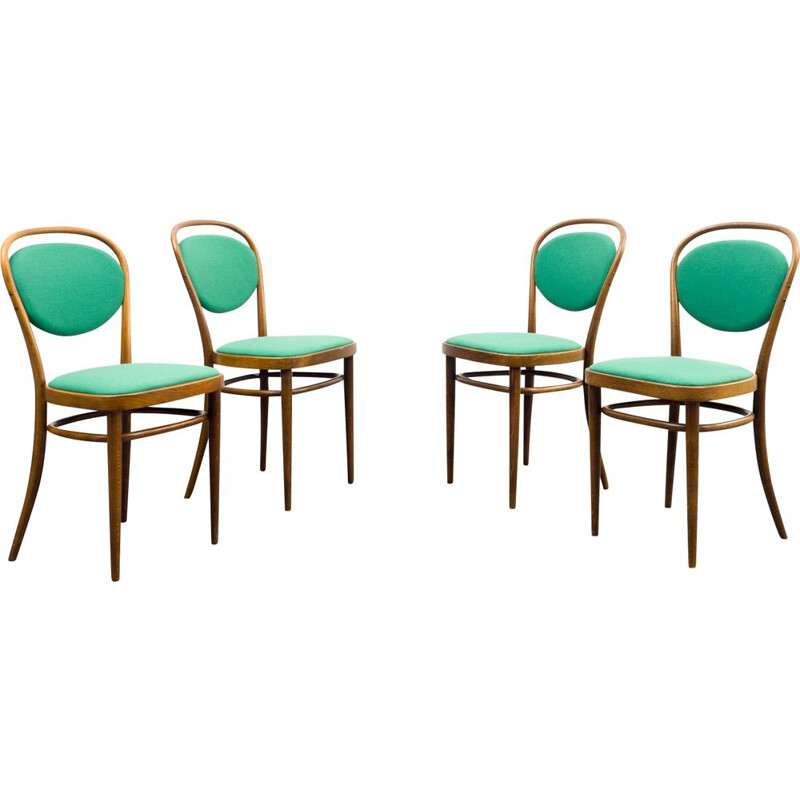 Lot de 4 chaises de café vintage modèle 215 P de Thonet