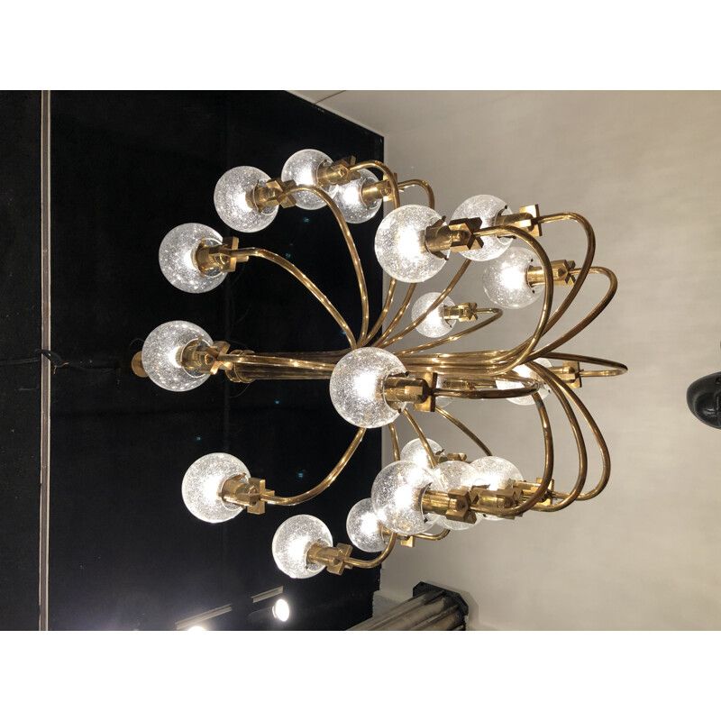Vintage gilt brass chandelier by Hans Agne Jakobson, 1960