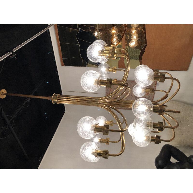 Candelabro de latão dourado Vintage por Hans Agne Jakobson, 1960