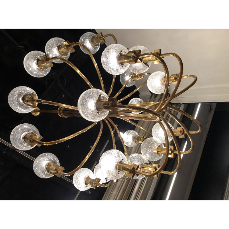 Vintage gilt brass chandelier by Hans Agne Jakobson, 1960