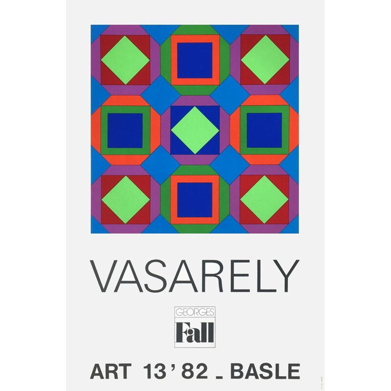 Vintage Art Vasarely poster by Victor Vasarely 1982s