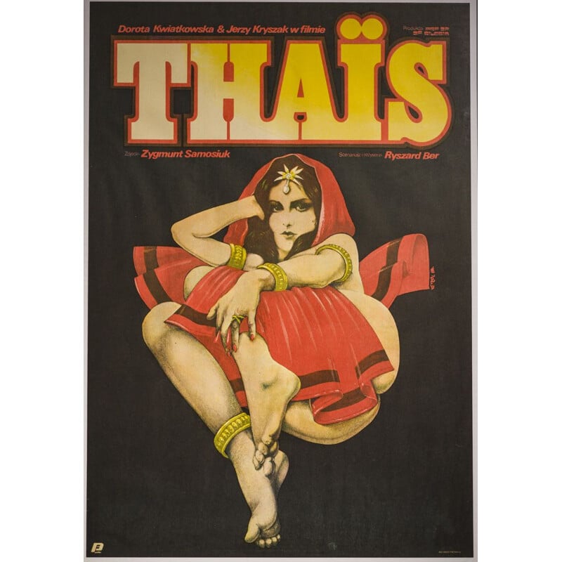 Cartel antiguo de la película "Thais" de Jakub Erol, Polonia 1984
