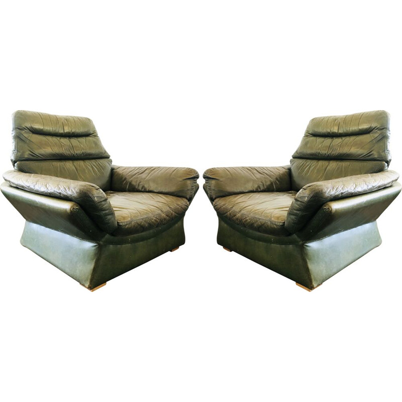 Pair of vintage leather armchairs by Gimson and Slater, 1970