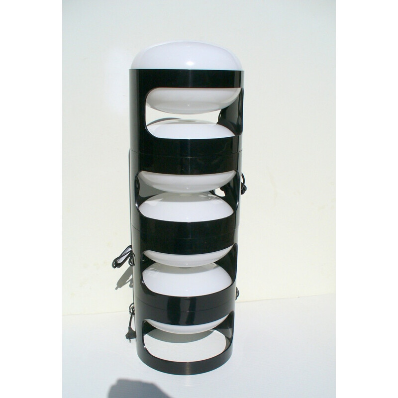 Set of 4 "KD27" Kartell black and white lamp, Joe COLOMBO - 1960s