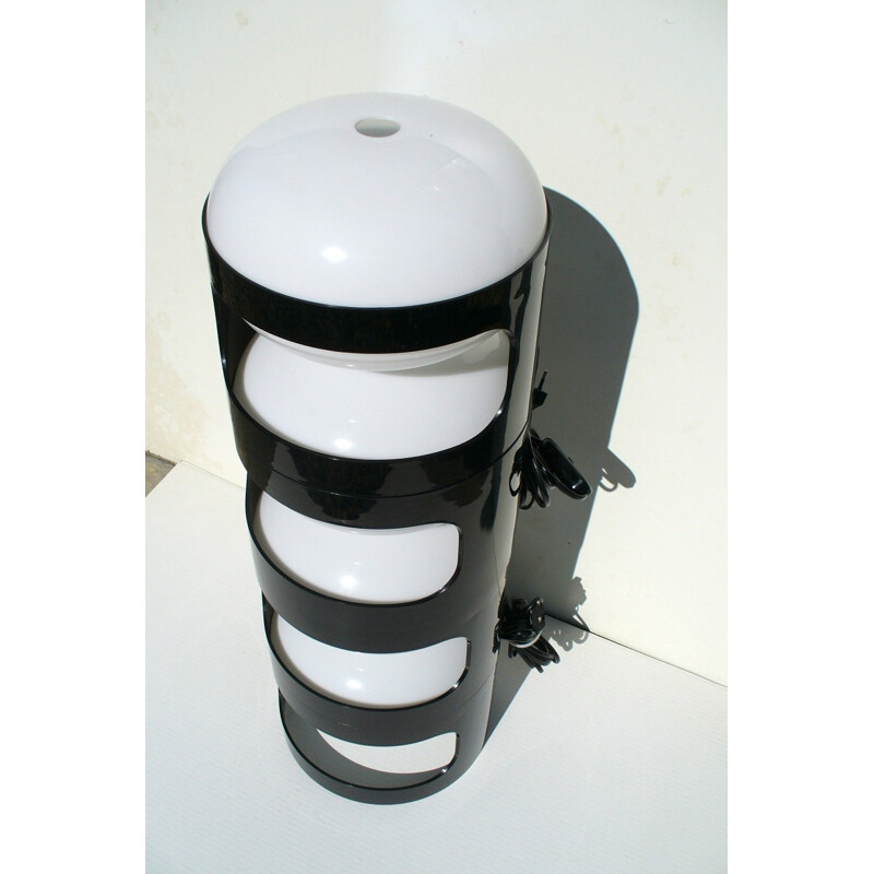 Set of 4 "KD27" Kartell black and white lamp, Joe COLOMBO - 1960s