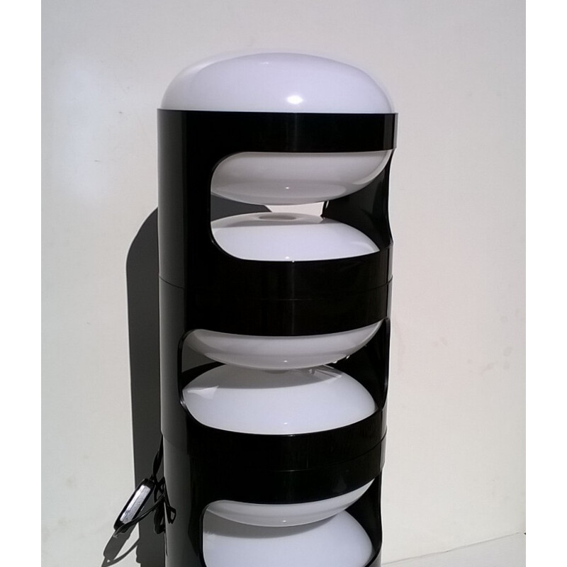 Set of 4 "KD27" Kartell black and white lamp, Joe COLOMBO - 1960s