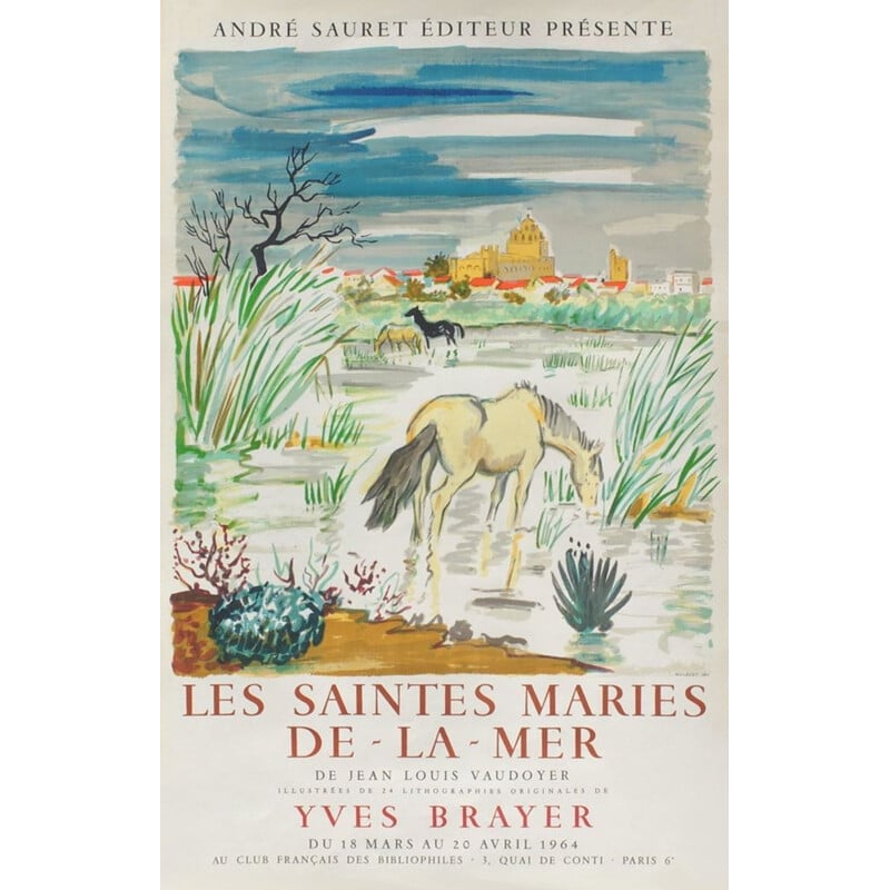 Vintage poster "les saintes maries de la mer" by Yves BRAYER, 1964