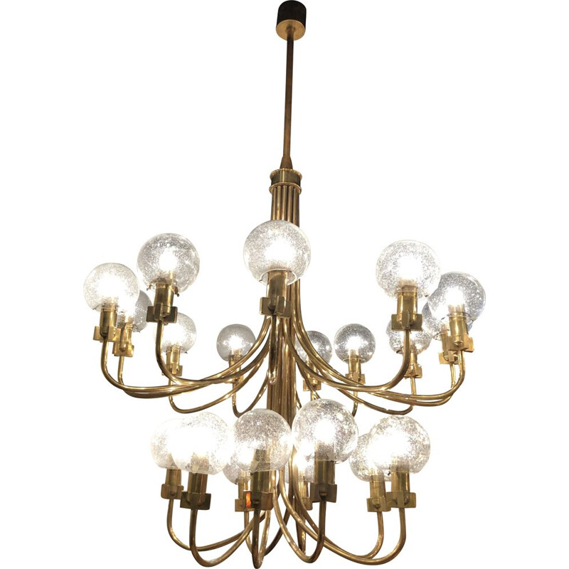 Vintage gilt brass chandelier by Hans Agne Jakobson, 1960