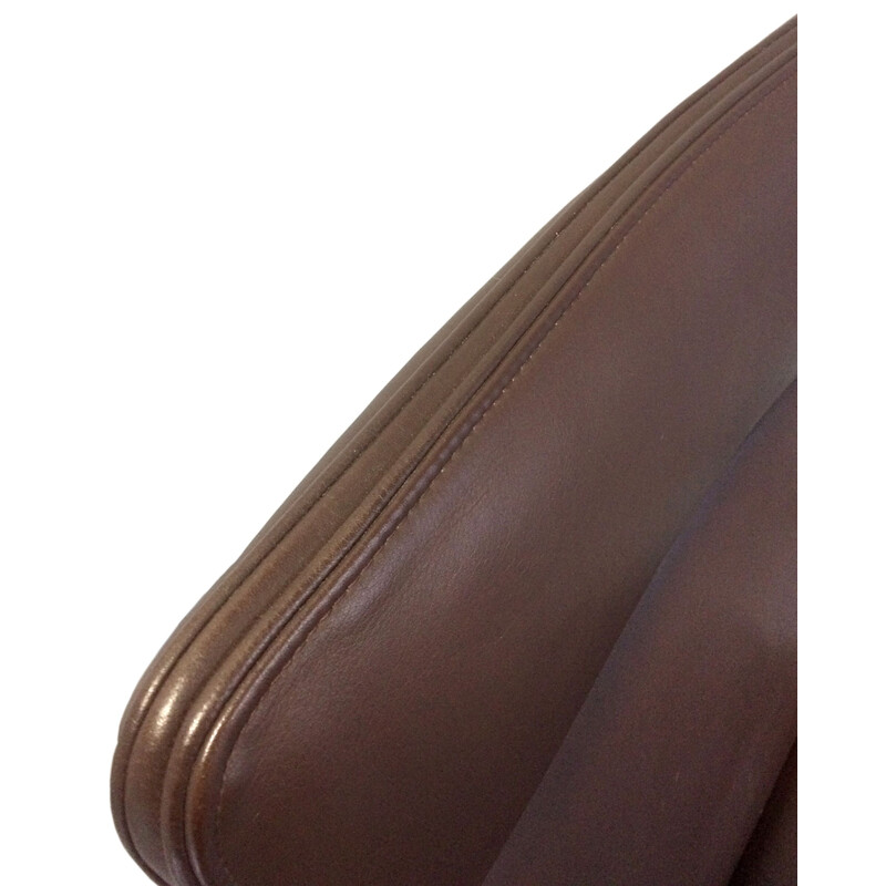 Fauteuil vintage inclinable en cuir brun par Peter Maly pour COR 1992