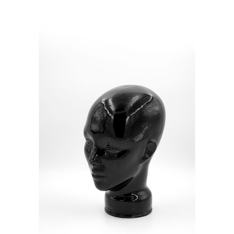 Vintage Modern Black Glass Head, Alemanha 1970