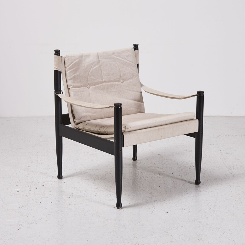 Vintage Safari Lounge Chair by Erik Wørtz for Niels Eilersen 1960s