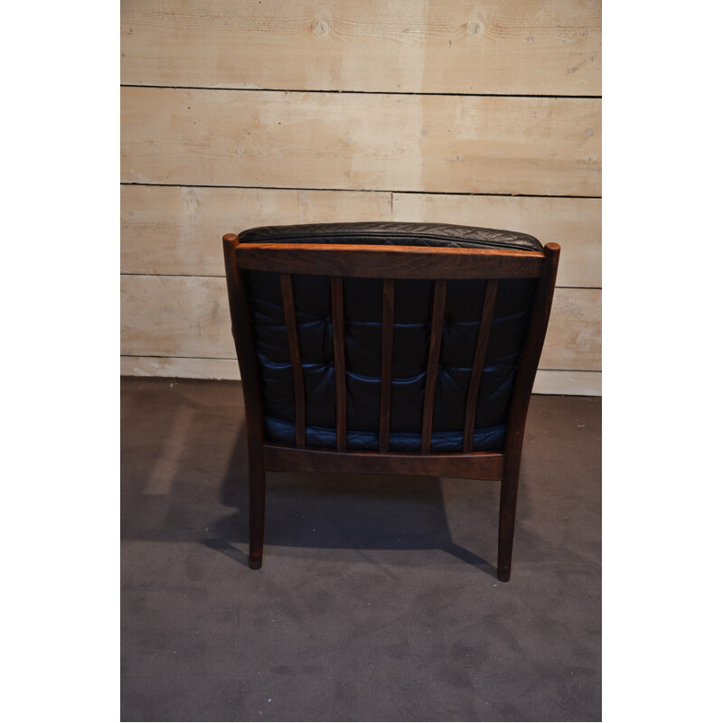 Paire de fauteuils Danois en cuir noir - années 60