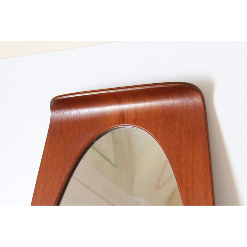 Vintage teak wall mirror by Franco Campo and Carlo Graffi 1950s