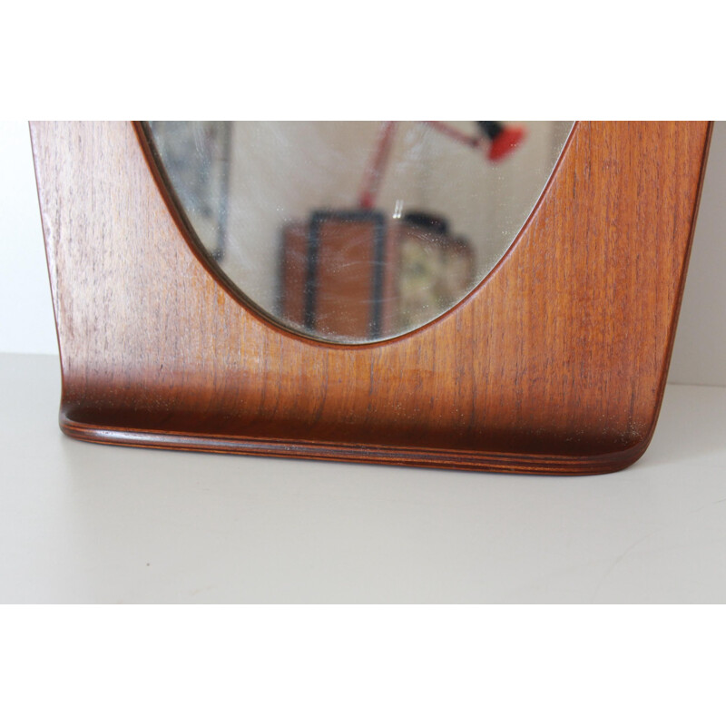 Vintage teak wall mirror by Franco Campo and Carlo Graffi 1950s