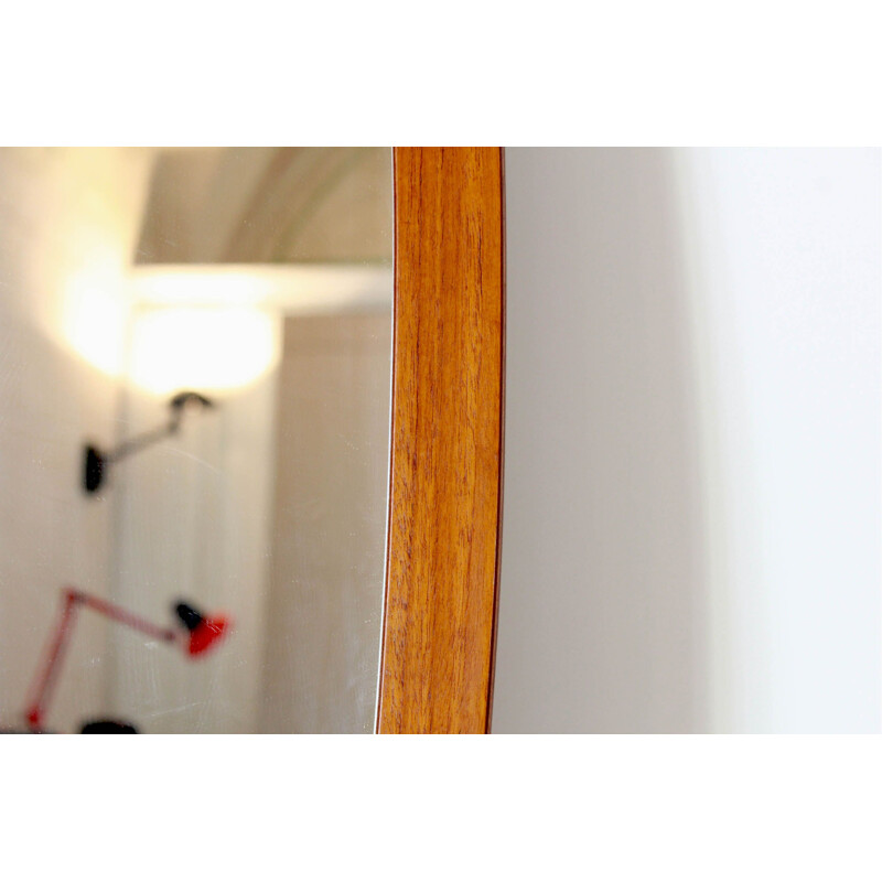 Vintage teak wall mirror by Franco Campo and Carlo Graffi 1950s