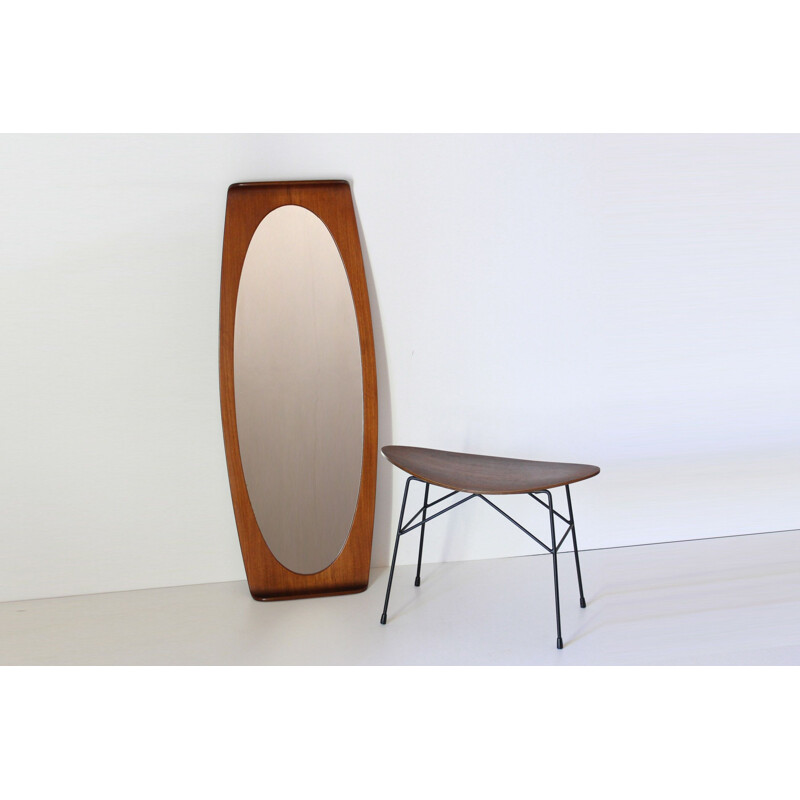 Vintage teak wall mirror by Franco Campo and Carlo Graffi 1950s