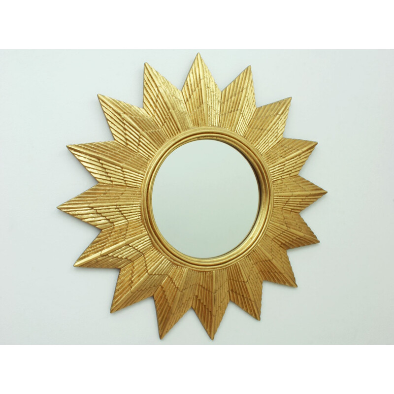 German "Starburst" mirror in gold colored resin - 1970s