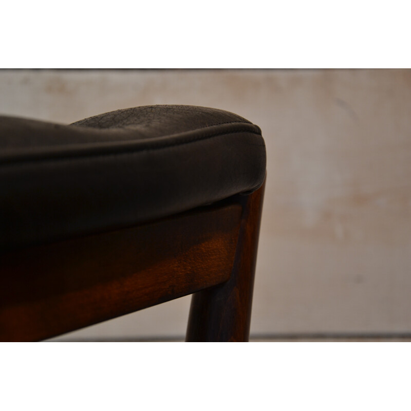 Paire de fauteuils Danois en cuir noir - années 60