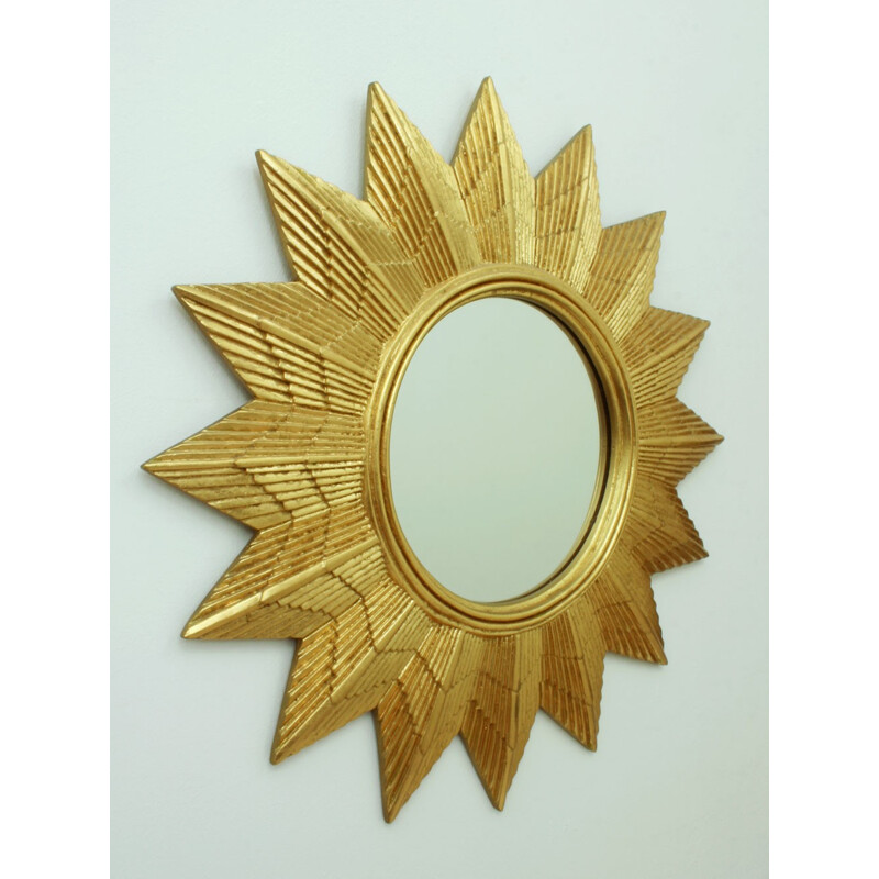 German "Starburst" mirror in gold colored resin - 1970s