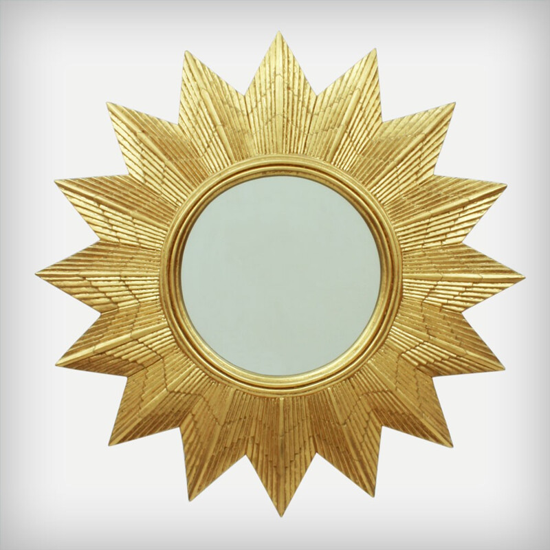 German "Starburst" mirror in gold colored resin - 1970s