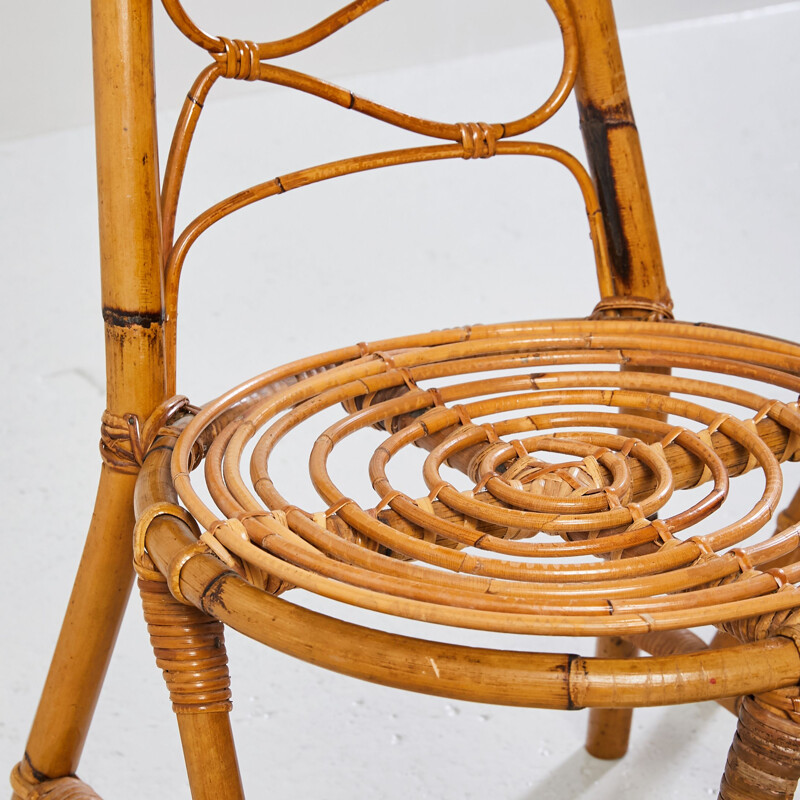 Set of 4 vintage High Back Wicker Garden Chair 1970s