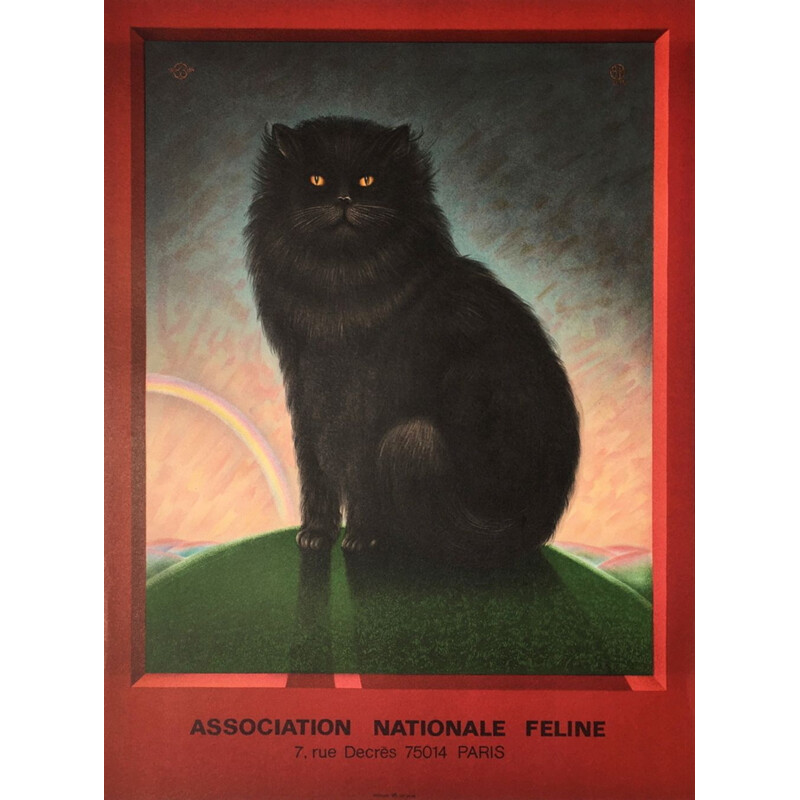 Vintage poster for Charles Matton's Feline association 1984s