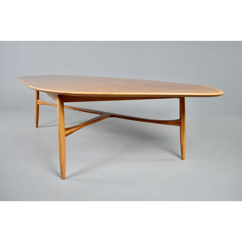 Grande table basse vintage Laauser organique en forme de rein par Svante Skogh 1960