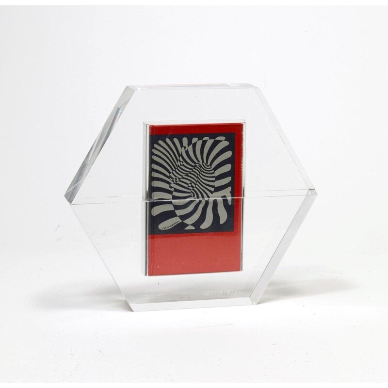 Escultura Vintage Hexagon de Victor Vasarely 1988