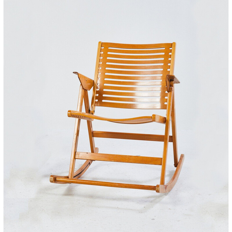 Vintage Rex foldable Rocking Chair by Niko Kralj for Impakta Les 1970s