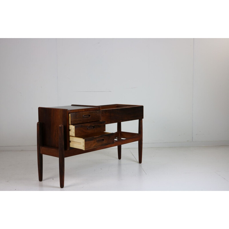 Vintage rosewood three drawer cabinet with a plant table by Arne Wahl Iversen, Danish 1959s