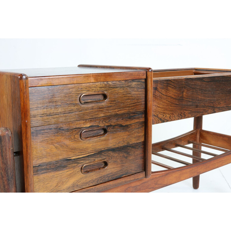 Vintage rosewood three drawer cabinet with a plant table by Arne Wahl Iversen, Danish 1959s