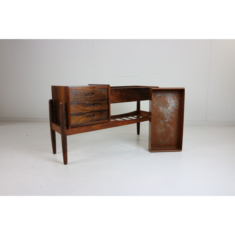 Vintage rosewood three drawer cabinet with a plant table by Arne Wahl Iversen, Danish 1959s