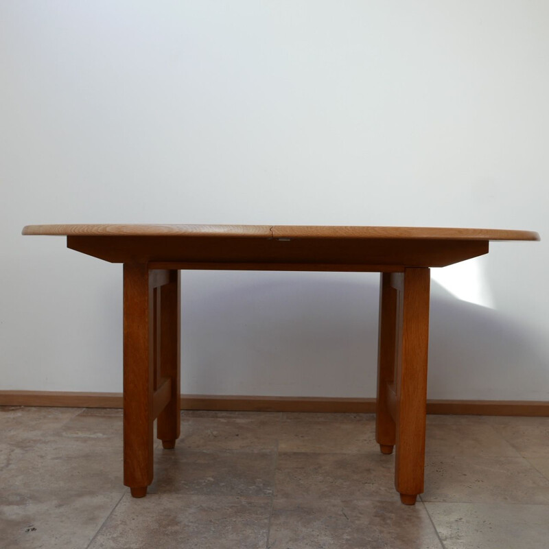 Vintage Oak Oval Extendable Dining Table by Guillerme et Chambron, France 1970s