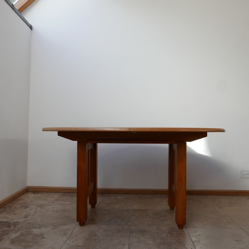 Vintage Oak Oval Extendable Dining Table by Guillerme et Chambron, France 1970s