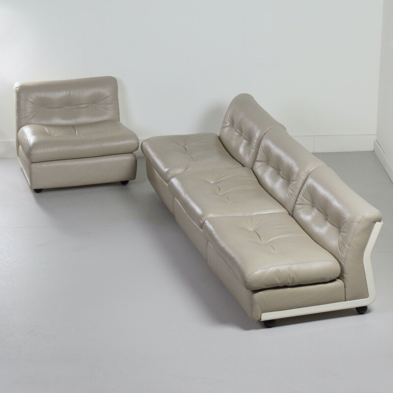 Vintage Leather Amanta Modular Sofa by Mario Bellini for B&B, Italy 1966