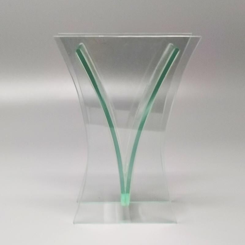 Vase vintage en cristal acide aigue-marine, Italie 1960