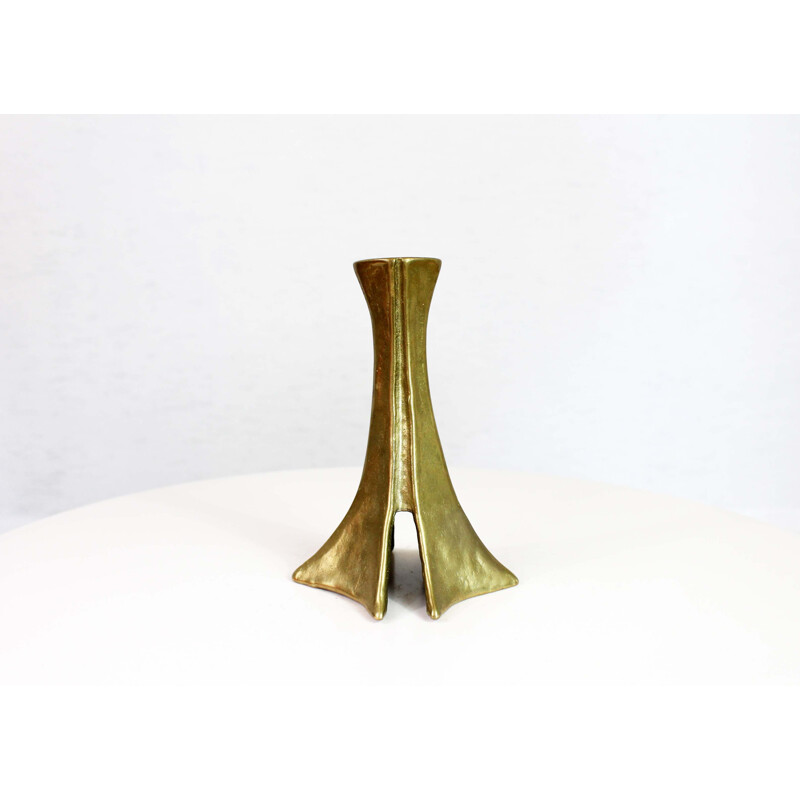 Vintage Brutalist candlestick in bronze 1960s