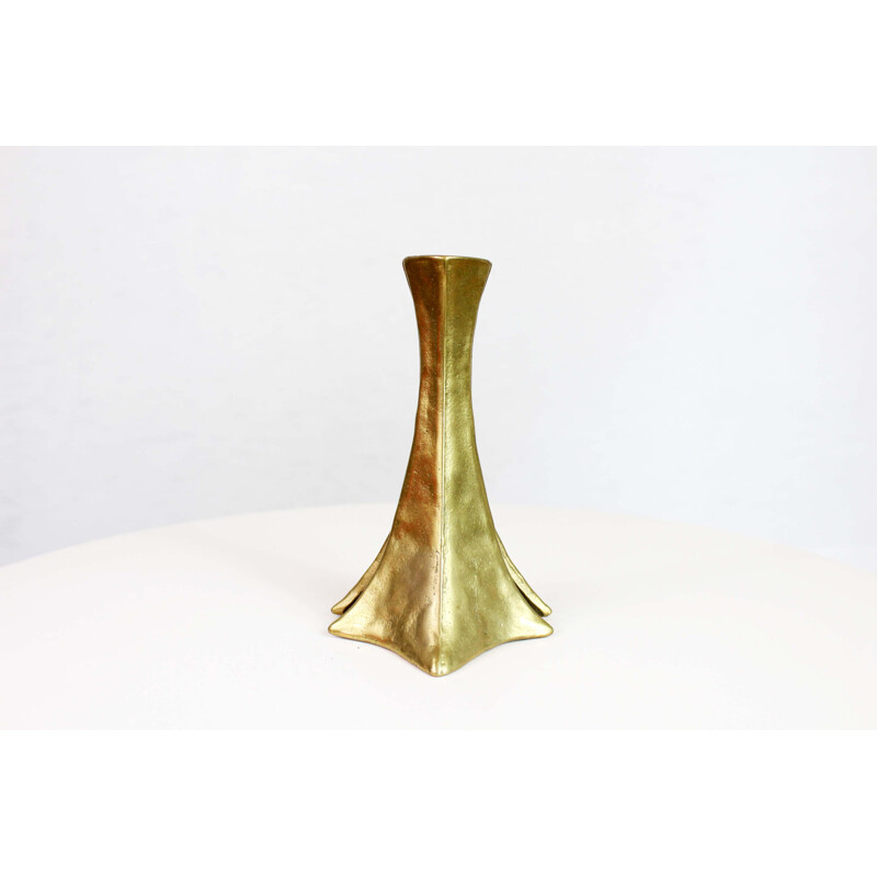 Vintage Brutalist candlestick in bronze 1960s