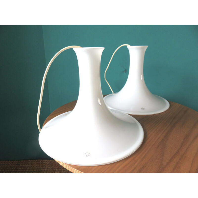 Pair of vintage opaline hangers