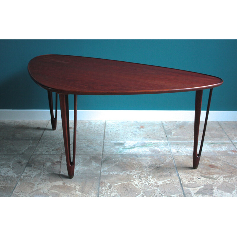 Table basse tripode BC Mobler en teck - 1950