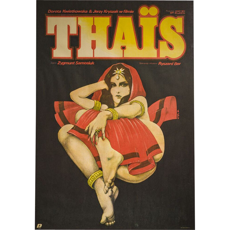 Affiche vintage du film "Thais" par Jakub Erol, Pologne 1984