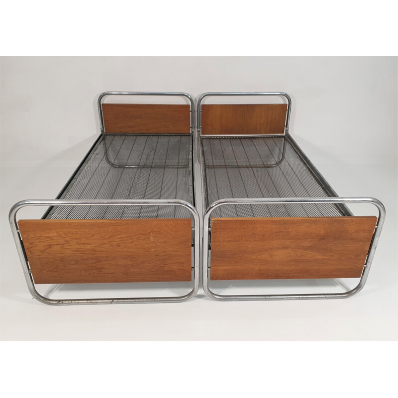 Vintage Art Deco Chrome Beds 1950s