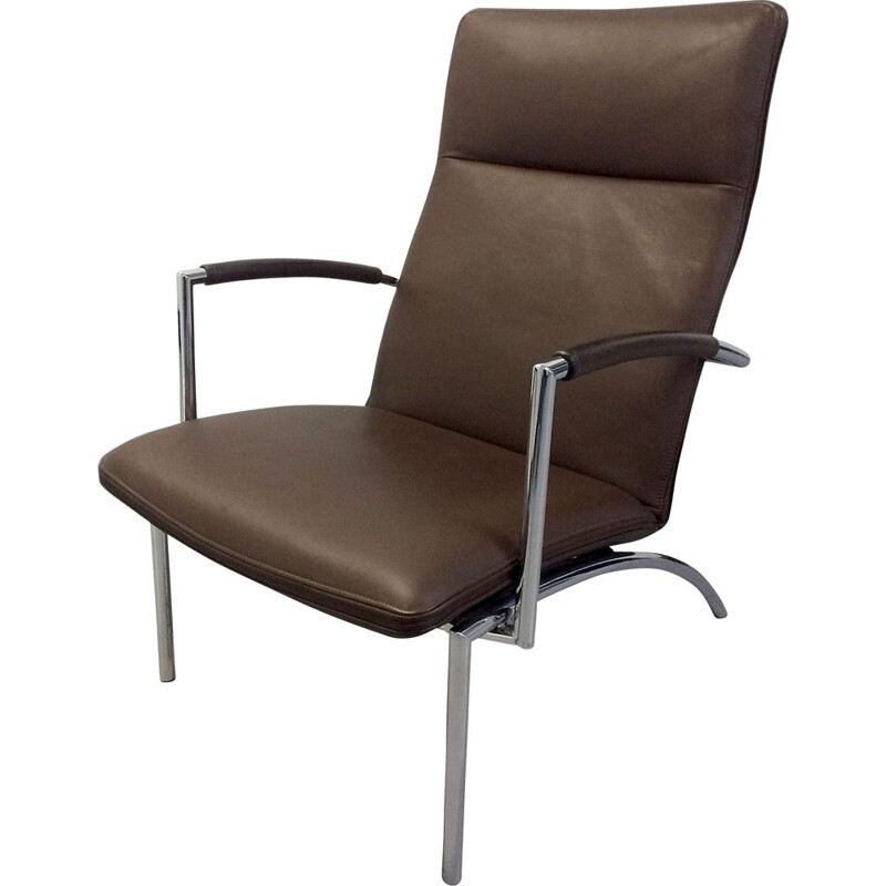fauteuil vintage inclinable - cuir brun