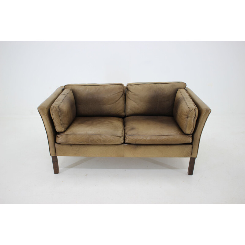 Vintage 2-Seater Leather Sofa, Danish 1960s